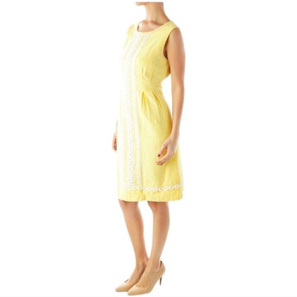 Banana Republic dress yellow lace applique sleeveless short Easter spring 2 - Picture 3 of 11